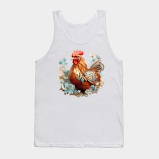 Rooster and Florals E Tank Top